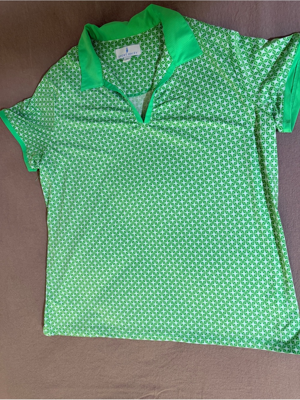 Sport Haley Lime Green Geometric Print Golf Polo